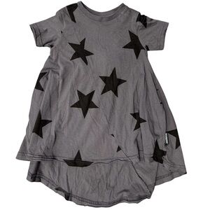 NUNUNU Star 360 Dress Short Sleeves Grey Black Stars NWT